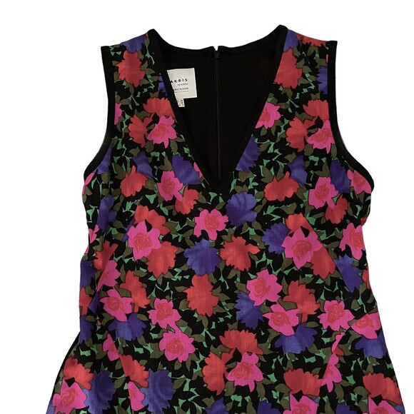Akris Punto Colorful Wool Silk Floral Dress 6 Fit Flare Sleeveless Designer - Picture 3 of 16